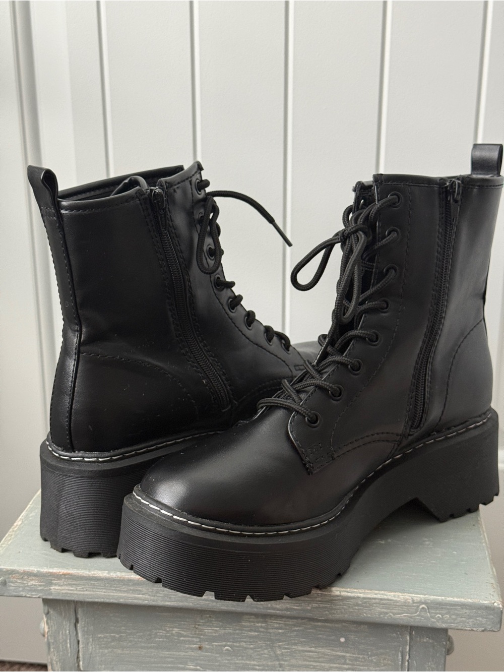 Wild Fable Women's Platform Logan Lug Combat Boots Black Size 11 - Picture 6 of 10